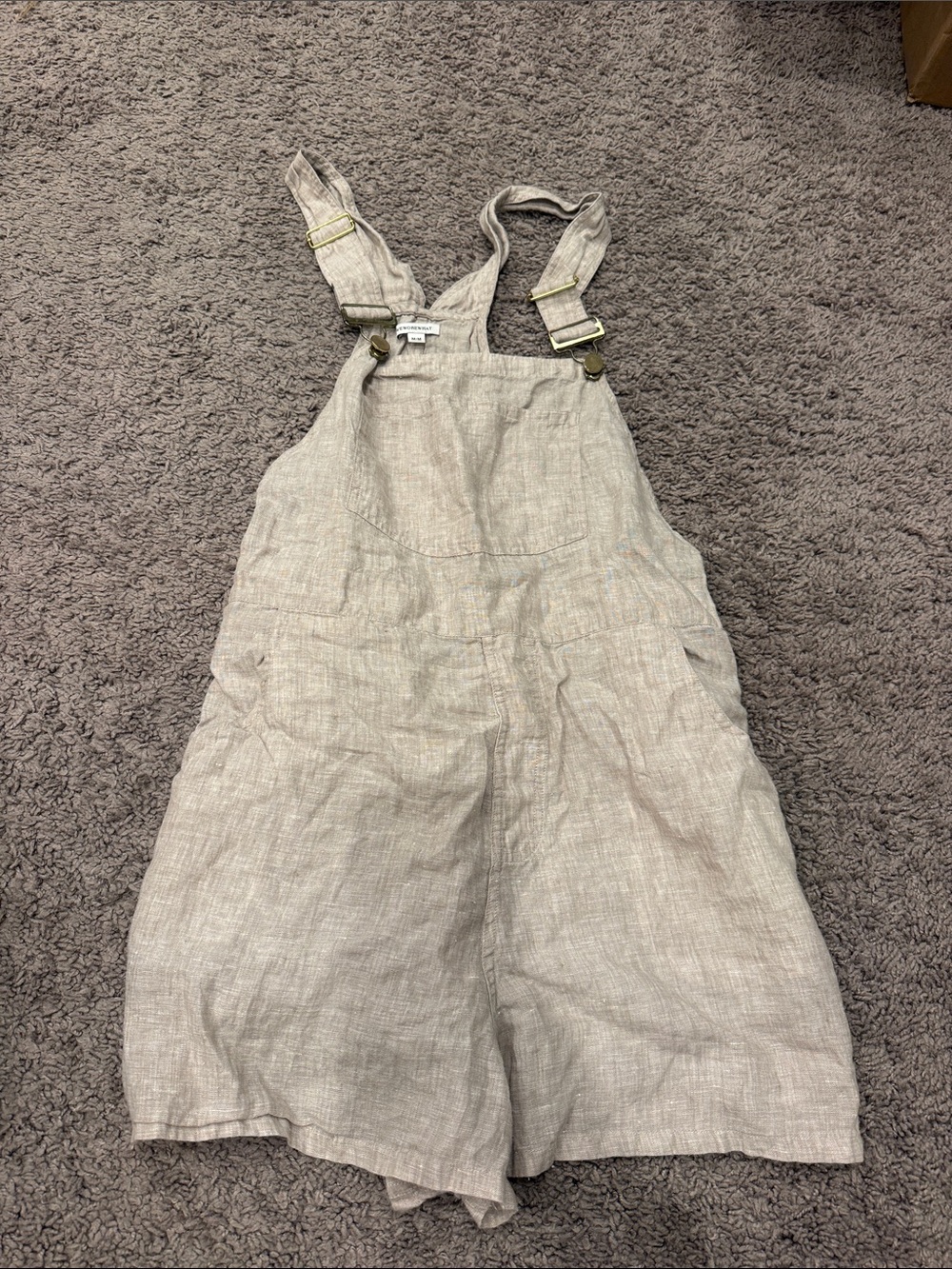 WeWoreWhat Neutral Beige Linen-Blend Short Overalls